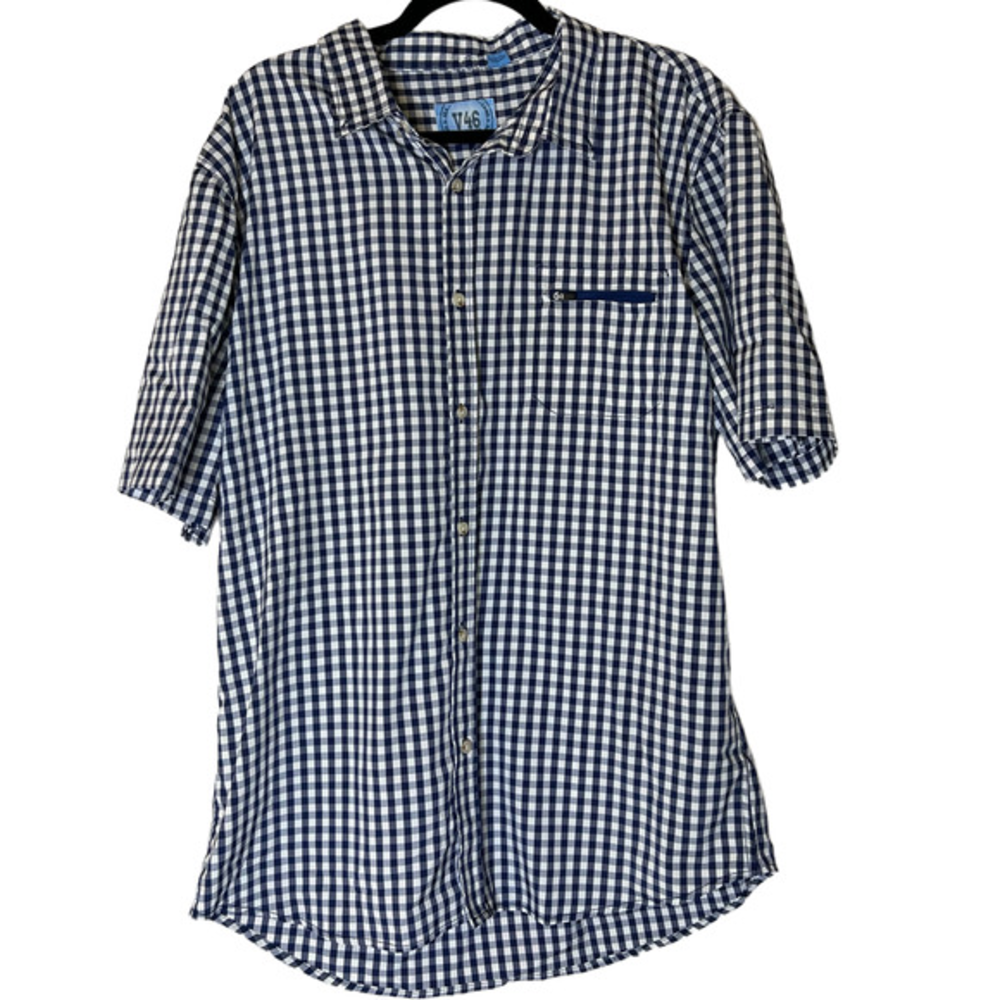 V46 Land and‎ Sea Blue and White Checkered Shirt Size XXL